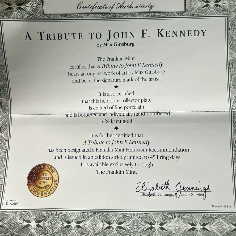 6 Franklin Mint JFK Plates - Picture 15 of 15